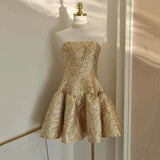 Cute A Line Strapless Satin Short Homecoming Dress Birthday Dress HZ1023