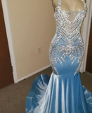 Prom Dresses Light Sky Blue Appliques Formal Evening Party Gowns HZ1023