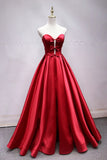 Elegant A Line Strapless Satin Bow Formal Prom Dress Party Dress HZ1023