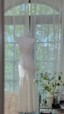 Elegant Mermaid Spaghetti Strap Beaded White Chiffon Party Dress Evening Dress HZ1023